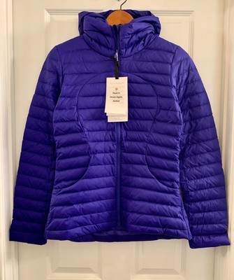 NWT Lululemon PACK It Downward Over again JACKET - Size 10, Lazurite LSZR Blue Hooded 2